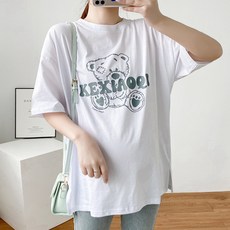 寬鬆短袖哺乳印花上衣