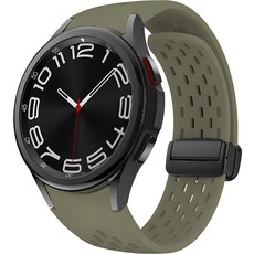 HAMATE Galaxy Watch 多孔磁吸矽膠錶帶, 軍綠色, 1個