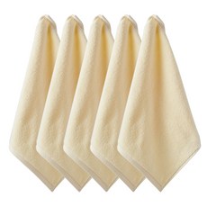 From Cotton 純棉粉彩素色掛環毛巾, 5個, 黃色