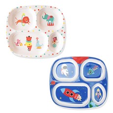 設計款分隔餐盤2件組, 餐盤 2入, 馬戲團款+太空款