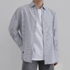 디스페로 사계절 오버핏 옥스포드 면 셔츠 스트라이프