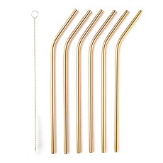 taylor's eye witness 不鏽鋼彎吸管 附清潔刷 21cm 銅色, 1套, 6個裝