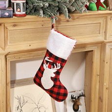 Homeflow 紅黑色格紋亮點聖誕襪 聖誕樹裝飾品, 1個, 混合顏色