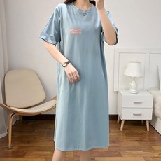 休閒短袖哺乳連身裙