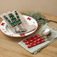 Modern House Holly Bear 晚餐湯匙 2種 x 2p + 叉子 2種 x 2p 套組, 混合色, 1套, 湯匙 2種 x 2p + 叉子 2種 x 2p