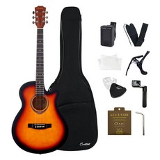 Cantavil 入門款初學者民謠吉他 OM桶身 + 9件套組, 日落色, 1把, ALIIE 100
