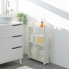 Changsin Living 昌信生活 窄型置物架移動式推車 13cm 3層, 1個, 椰奶色