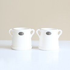 Garden in the City 現代圓形手把花盆 2入, 白色, 2個