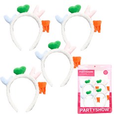 PARTYSHOW 水貂絨愛心髮帶, 白色, 4個