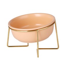 EGUEGU 寵物金色邊框餐具 大型 1口, 復古粉紅, 1個