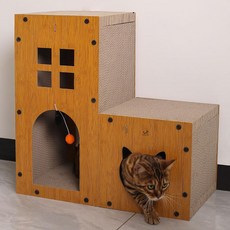 DING DONG PET L型別墅躲藏貓屋貓抓板, 1個, L型別墅