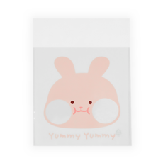 Donna&deco Yum Yum可愛動物自黏袋, 100個, 兔子(白粉色)