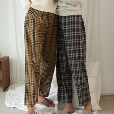 테라우드 클래식 면 기모 체크 파자마 바지 B타입 2p