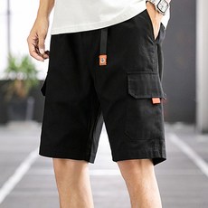 男款 Market A 附腰帶鬆緊帶彩色短褲