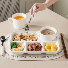 크림오브제 陶瓷5格單人餐盤 RB20624, 白色, 1個