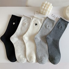 Juniday 女性黑色愛心襪5雙組