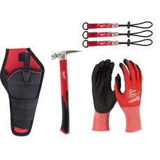 Milwaukee 搬運/釘板活動工具組, 錘子+手工具掛繩+安全手套+工具袋, 1組