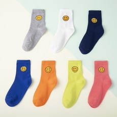 BASE ALPHA ESSENTIALS 兒童笑臉彩虹中筒襪 7雙組