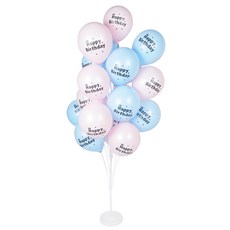 PARTYSHOW 氣球裝飾支架組 19支桿 160cm + 霧面馬卡龍生日氣球 20入, 粉藍混合, 1套