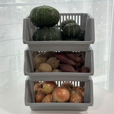 Jeepsaram 常溫蔬菜水果收納籃 3入組, 1套, 灰色