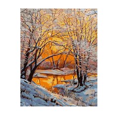 포픈 유화그리기 40 x 50 cm, 겨울노을풍경, 1개