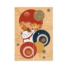 A-hope 附桿插畫日本貓咪布藝隔間簾, Type 12