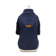 DING DONG PET 寵物專用素色麻花紋針織連身衣, 海軍藍