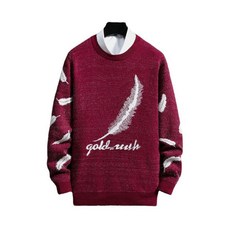 男款 AOULS 金色羽毛戶外圓領毛衣 9826