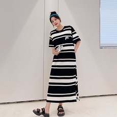 Lemon Soul Ruapo 短袖長版連身裙 含大尺碼, 白色