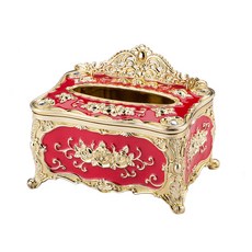 金色花朵裝飾高級面紙盒, 金色紅色