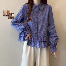 DMELD 女款格紋層次感襯衫