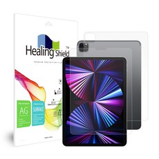 Healing Shield 低反射防指紋平板鋼化玻璃螢幕保護貼+背面保護貼, 透明, 1組