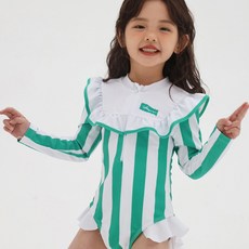 HARAROI 女童荷葉邊蕾絲連身泳裝