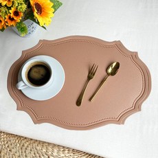 헬로젬 북유럽 노블레스 가죽 방수 테이블 매트, 핑크, 가로 43cm x 세로 30cm x 두께 2mm, 2개