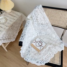 탑시가 인테리어 소품 빈티지 플라워 레이스 식탁보, 90x90cm, 1개