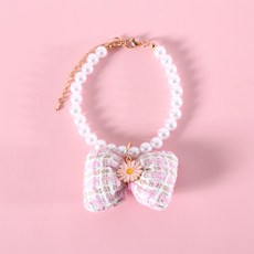 웨이비데이즈 반려동물 에델라 플라워 리본 목걸이, 핑크, 1개