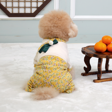 AMYLOVESPET 寵物舒適生活韓服, 花朵黃色連身衣