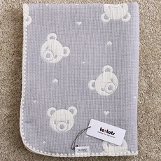 to tots 提花雙面紗布毯, 灰色 + 象牙白