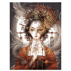 로디즌 명화 그리기 DIY 세트 40 x 50 cm, 가면 쓴 소녀, 1개