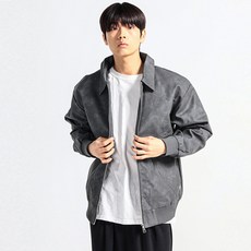 Cramp 男士大尺碼俱樂部皮革翻領夾克