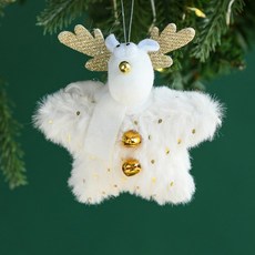 Homeflow 聖誕樹裝飾 毛絨白色星星造型角色掛飾, 1個, 魯道夫