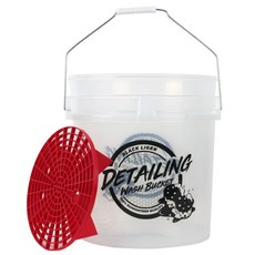 Black Liger 專業洗車桶 + 濾砂網套組, 透明白+紅色, 18L