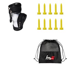 NAYASTYLE 高爾夫球袋 + PE 高爾夫短球釘 10入 + 球袋組合 GFYP-133-3+170-2PU, 混合顏色