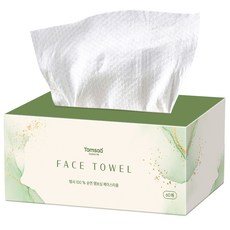 Tamsaa 100% 純棉壓紋一次性潔面巾 60張, 白色, 1個