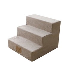 Solid Room寵物超細纖維大理石海綿3層寵物階梯, 1個, 淺褐色