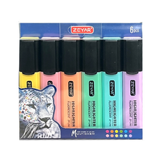 ZEYAR Dong-A PMS 扁平桿螢光筆 6色, 粉彩色, 1個