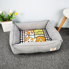 파스텔펫 반려동물 사각 캐릭터 쿠션, 그레이, 1개