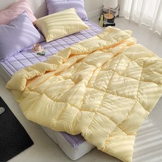 PURE IS ROOM 韓國製奈米超細纖維Puddings四季薄被枕頭套組, 黃色