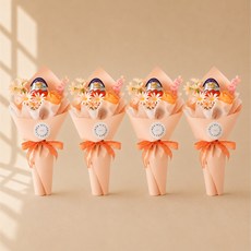 센트바스켓 스윗블룸 킨더조이 꽃다발 4p, 살구(꽃다발), 랜덤발송(킨더조이)