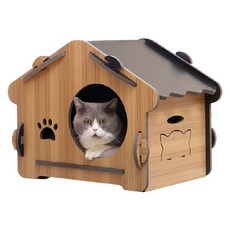 펫트롱 고양이 원목 숨숨집, 혼합색상, 1개